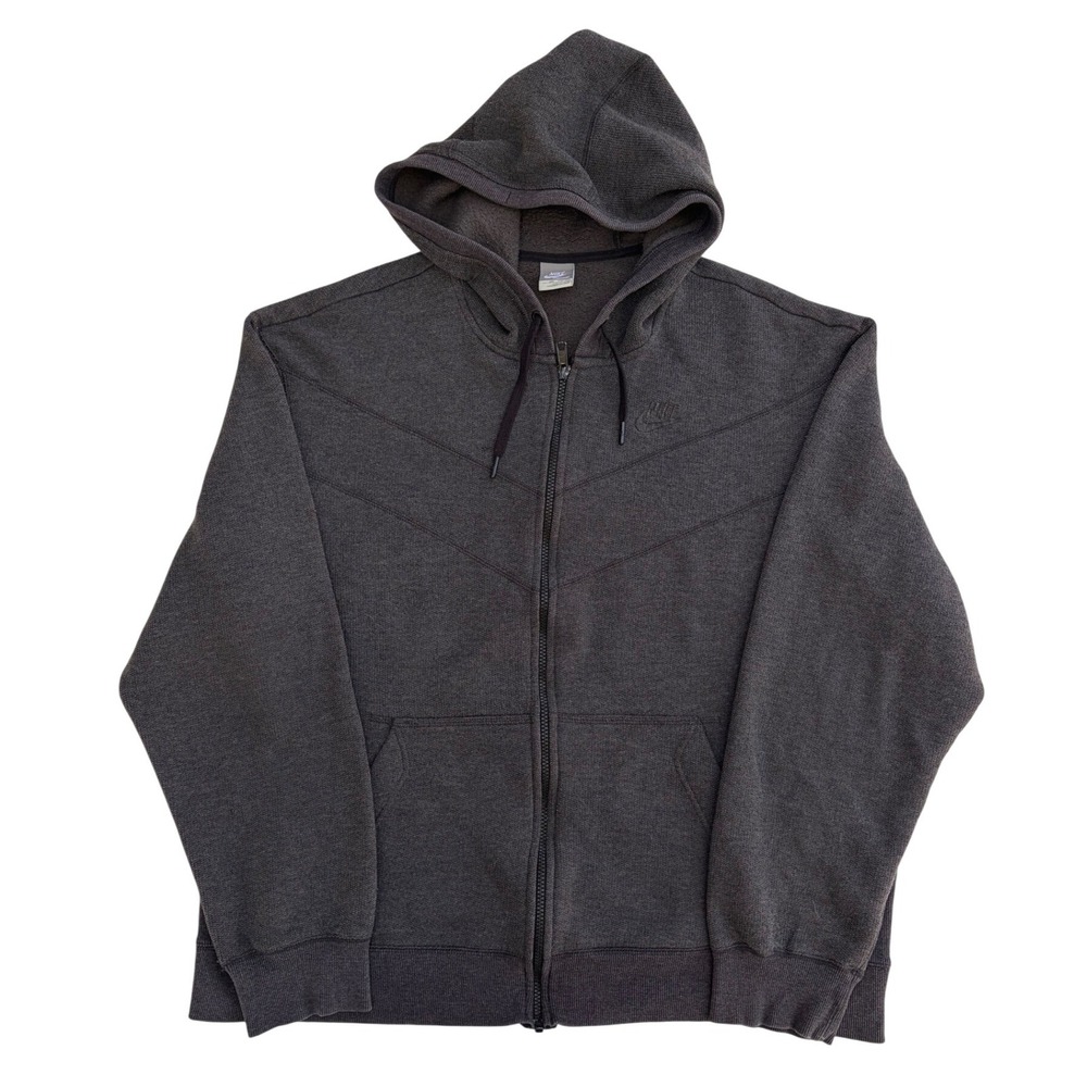 Nike Sportswear Mens XXL Full Zip Hoodie Charcoal Grey Chevron Windrunner Style